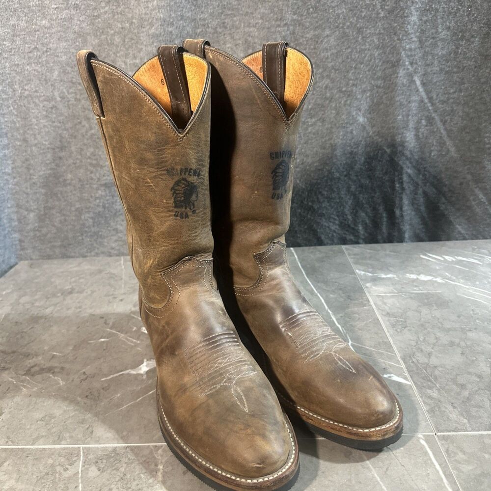 Chippewa Apache 12 Inch 29300 Cowboy Boots Brown Men’s 11.5 B Made In USA B17